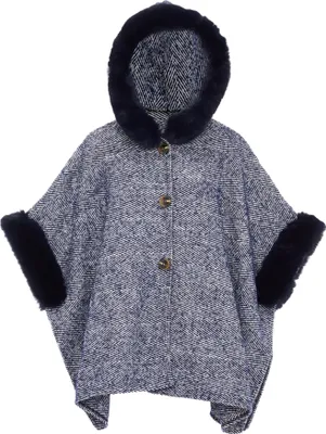 Produktbild von FRAULLY damen strickponcho - marine, M