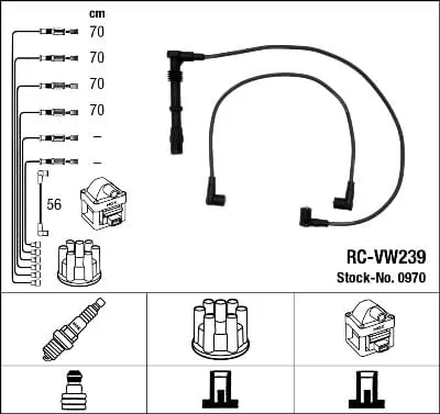 Produktbild von NGK 0970 Zündkabelsatz Zündleitungssatz für VW PASSAT Variant (3A5, 35I) CORRADO (53I) PASSAT (3A2, 35I)