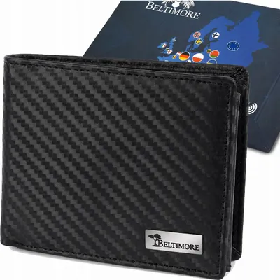 Produktbild von Großes, klassisches, horizontales Leder-Geldbeutel für Herren, schwarz, Carbon, Premium-RFID
