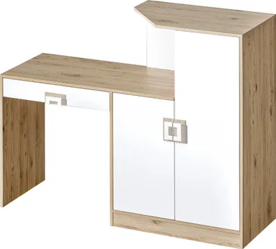 Produktbild von Minio, Schreibtisch 150 cm, Schreibtisch mit Regal "Nimes ", Eiche hell / weiß Farbe