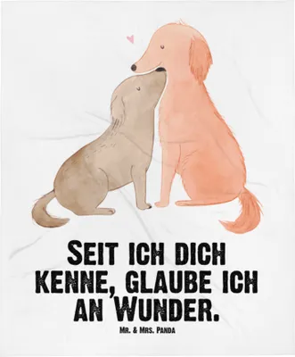 Produktbild von Mr. & Mrs. Panda Babydecke Hunde Liebe - Weiß - Geschenk, Erstlingsdecke, Kinderdecke, Optimitisch, Wunder, Fleecedecke, Hund, Sprüche, Vertrauen, Herz, Plaid