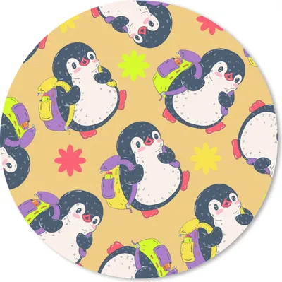 Produktbild von MuchoWow® Mauspad Mousepad Rucksack - Pinguin - Schnittmuster 50x50 cm - Mousepads - Maus Mat - Pad - Mausunterlage - Vinyl