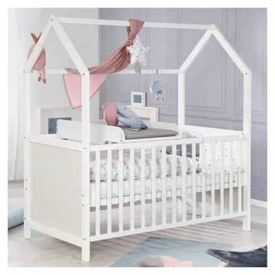 Produktbild von Wickelplatte mit Wickelauflage 'roba Style' - Wickeltisch für Babybetten & Kinderbetten 60 x 120 bis 70 x 140 cm - Holz weiß