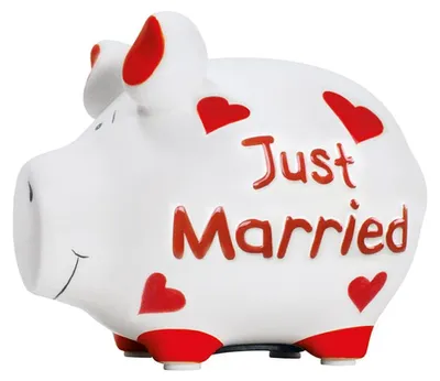 Sparschwein aus Keramik Just Married, 12,5 x 9 cm