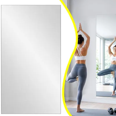 Produktbild von Flexible Selbstklebende Spiegelfolie 200 x 60 cm, Bruchsichere Spiegelfliesen, für Wand, Schrank, Tür, Badezimmer und Fitnessraum