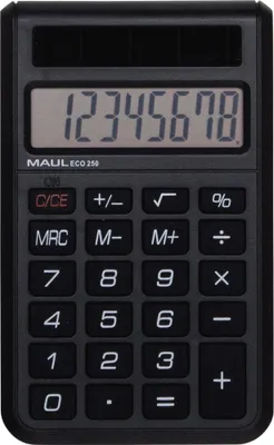 Image de Calculatrice de poche MAUL ECO 250 Affichage LCD 1 ligne, 8 chiffres Solar 9.8 x 6 x 1.2 cm noir