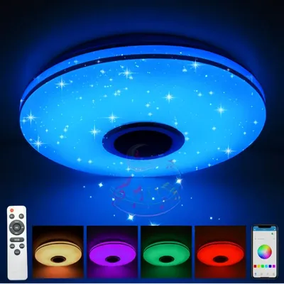 Produktbild von AIORBER LED RGB Deckenleuchte mit Bluetooth Lautsprecher, Farbwechsel, Dimmer, Fernbedienung & App-Steuerung, Musik-Synchronisation