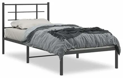 Productafbeelding van vidaXL Bedframe met hoofdeinde, zwart metaal, 90x200 cm