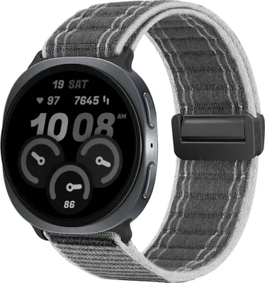 Produktbild von Smartwatch Armband für Samsung Galaxy Watch8 40mm Nylon Textil Band Ersatzband Wechselband Magnetverschluss flexibel atmungsaktiv Grau