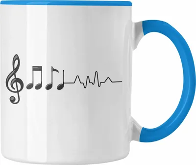 Produktbild von Trendation - Musiker Tasse  Herzschlag Geschenk Musik-Lehrer Musik-Lehererin Geschenkidee Musik Fan Geschenke Spruch (Blau)
