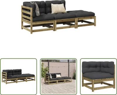 Produktbild von The Living Store 3-tlg. Garten-Sofagarnitur mit Kissen Kiefernholz Imprägniert