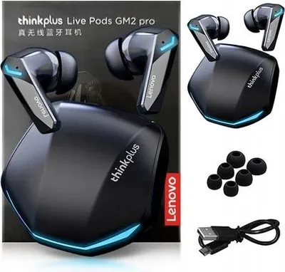 Obrázek produktu pro Lenovo GM2 Pro, bezdrátová sluchátka do uší s Bluetooth 5.3, Hi-Fi, voděodolná, 10 mm, výdrž baterie 6 hodin