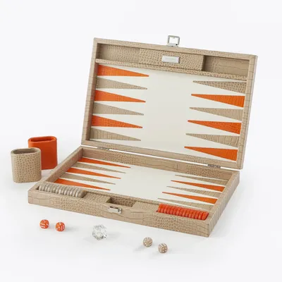 Produktbild von Backgammon – Groß BACKGAMMON Leder Sandbeige 46cm