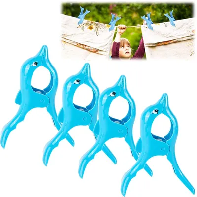 Produktbild von Strandstuhl-Handtuchclips 4 Stück, Groß, Winddicht, Blau