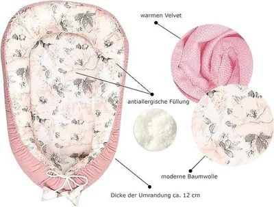 Productafbeelding van Famanu Baby Cocoon, reisbedje met omranding, 100% katoen, antiallergisch - babynest