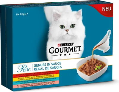 Produktbild von GOURMET Perle Genuss in Sauce Katzenfutter nass, Sorten-Mix 1er Pack (8x85g) (1er Pack (8 x 85g))
