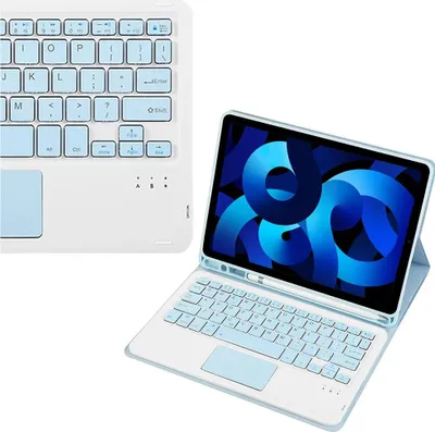 Zdjęcie produktu dla Etui z klawiaturą Bluetooth touchpad do iPad Air 5 (Niebieskie)