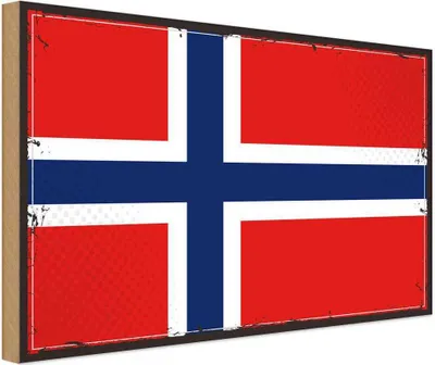 Produktbild von vianmo Holzschild 30x40 cm Norwegens Retro Norway Flagge Fahne Wappen