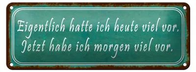 Produktbild von Blechschild Spruch 27x10cm ich hatte heute viel vor Dekoration