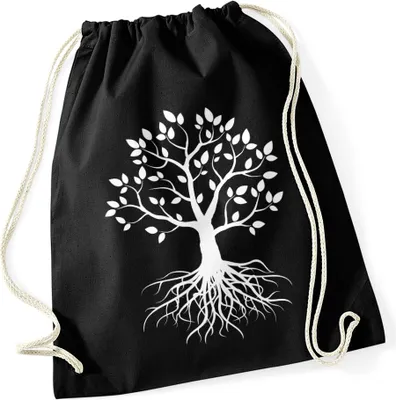 Produktbild von Hipster Turnbeutel Lebensbaum Tree of Life Baum des Lebens Geschenk Gymsac Autiga® schwarz unisize