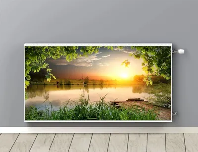 Zdjęcie produktu dla Maskownica Mata magnetyczna na grzejnik kaloryfer Pejzaż jezioro 60x100cm