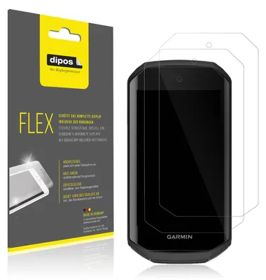 Produktbild von 2x Schutzfolie für Garmin Edge 1050 Folie, 100% Displayabdeckung, dipos Flex