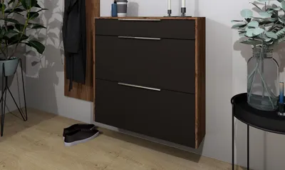 Produktbild von Schuhschrank Oliva 2 hängend Basic vintage eiche graphit