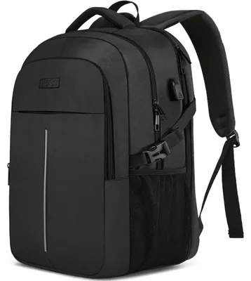 Produktbild von Laptop Rucksack 17,3 Zoll Schwarz mit USB Ladeanschluss Wasserdicht für Schule Arbeit Reisen