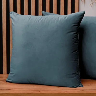 Obrázek produktu pro MG Design, sada 2 povlaků na polštáře, 60 x 60 cm, modré barvy – s zipem, sametově jemné s jemným leskem, snadno se udržují a jsou odolné