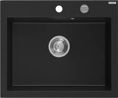 Image de Mexen Elix évier en granit 1-bac 600 x 500 mm, noir, siphon chromé - 6525601005-77