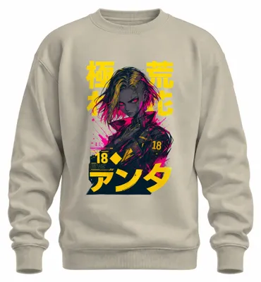 Obrázek produktu pro Cyberpunková anime dívka, japonský styl, streetwear z období Y2K, mikina s kapucí, přírodní motiv, velikost XXL