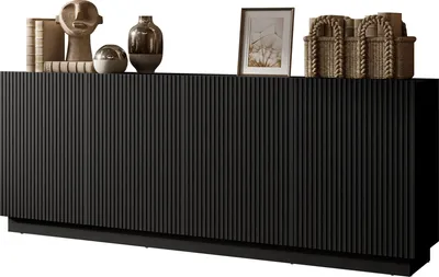 Produktbild von MIRJAN24 Sideboard Liverti 200 4D, Stilvoll Wohnzimmer, Sideboard mit vier Drehtüren (Farbe: Schwarz)
