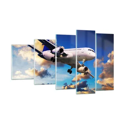 Produktbild von Bilder auf glas - Flugzeug Flug Reise Fahrzeug - 100x60cm - Glasbilder - Wandbilder - Kunstdruck - zum Aufhängen bereit - Wanddekoration aus Glas - Glas Bilder - Wandbild auf Glas - GEG100x60-2445