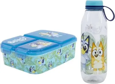 Produktbild von Bluey Bingo Kinder 2 teiliges Set 3 Kammern Brotdose Trinkflasche