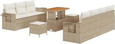 Produktbild von vidaXL Garten-Sofa-Set mit Kissen mit Speicher 10 pcs Beige und Creme