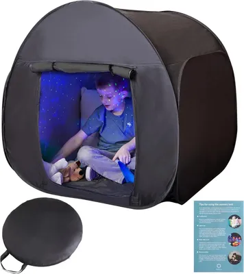 Obrázek produktu pro Senzorická jeskyně pro děti – herní a relaxační prostor – zatemňovací – skládací – polyester – pro děti ve věku 6–12 let – černá