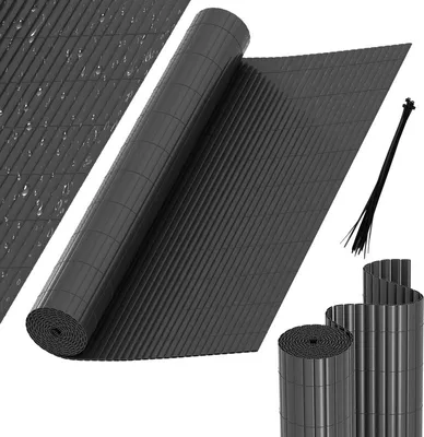 Produktbild von Jayseuw PVC Sichtschutzmatte Doppelte Verstärkung Innen, Balkon Sichtschutz mit Kabelbindern, Sichtschutzzaun Windschutz Wasserdicht ohne Bohren, Grau 0,8 x 3m