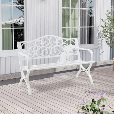 Zdjęcie produktu dla Ławka ogrodowa 'Utav' dla 2-3 osób stal 127 x 53 x 79 cm biały