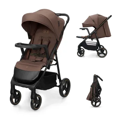 Produktbild von Buggy Kinderkraft TRIG 3 mit Kindertablett bis 25 kg, CLICK&FOLD, pannensichere Räder, großer Sitz, Verdeck, Korb, Braun