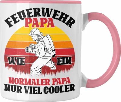 Produktbild von Trendation - Feuerwehr Papa Geschenk Tasse Feuerwehrmann Vater Vatertag Spruch (Rosa)