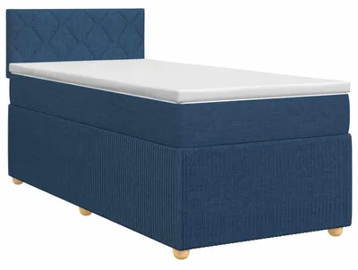 Immagine prodotto di Letto a molle insacchettate con materasso e testiera in tessuto blu 90 x 190 cm