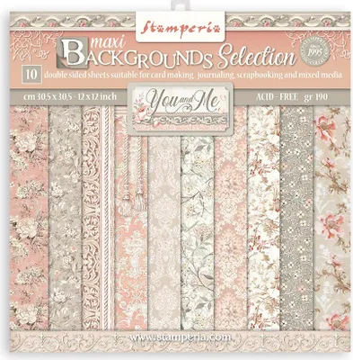 Produktbild von Scrapbook-Block "You and Me - Backgrounds", 10 Bogen, 30,5 x 30,5 cm