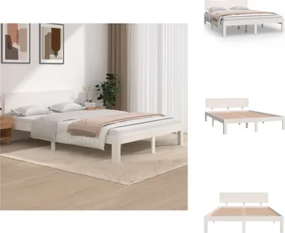 Produktbild von vidaXL Massivholzbett Weiß Kiefer 140x200 cm -  Betten & Bettgestelle