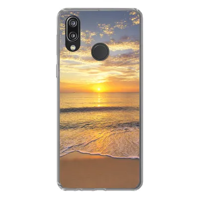 Produktbild von MuchoWow® Handyhülle Schutzhülle Hülle für Huawei P20 Lite (2020) Strand - Sonnenuntergang - Meer Silikon Softcase Handy Hülle - Kartenhalter