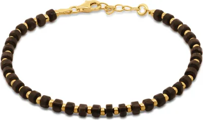 Produktbild von New Bling 9NB-1362 Silberarmband mit Tigerauge - Perlen - 4x2mm - Perlen - 2.5mm - 18+2cm - Silber - Vergoldet/Gold auf Silber