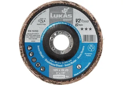 Productafbeelding van Fcherscheibe V2 POWER CER 125 mm, afvlakker, 40, materiaal: roestvrij staal, staal, titanium, CER (keramische korrel)