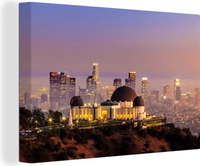 Produktbild von OneMillionCanvasses® - Leinwandbilder - 140x90 cm, Los Angeles - Skyline - Architektur, Wandbilder Kunstdruck Wanddekoration - Foto auf Leinwand - Gemälde auf Holzrahmen