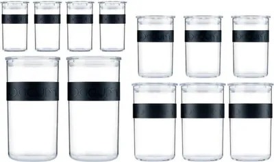 Immagine prodotto di BODUM PRESSO Set di contenitori per alimenti, 12 pezzi, plastica, ermetici, 4 x 0,25 l, 3 x 0,6 l, 3 x 1,0 l, 2 x 2,0 l