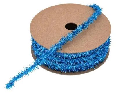Image de Lametta, guirlande de 9 mètres, ruban décoratif bleu pailleté, idéal pour les décorations de Noël, les mariages et les anniversaires