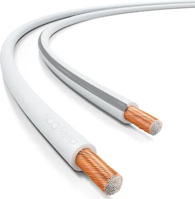 Produktbild von deleyCON 50m Lautsprecherkabel 2x 1,5mm² Boxenkabel CCA Kupferüberzogenes Aluminium 2x48x0,20mm Litze Polaritätskennzeichnung - Weiß